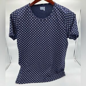Basic Editions Navy Blue with Geo Flower Print NWOT